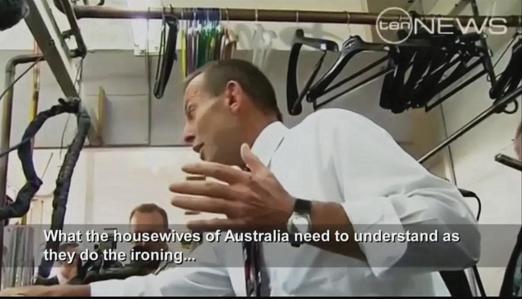 Abbott lets the housewives of Australia know what they should be thinking...